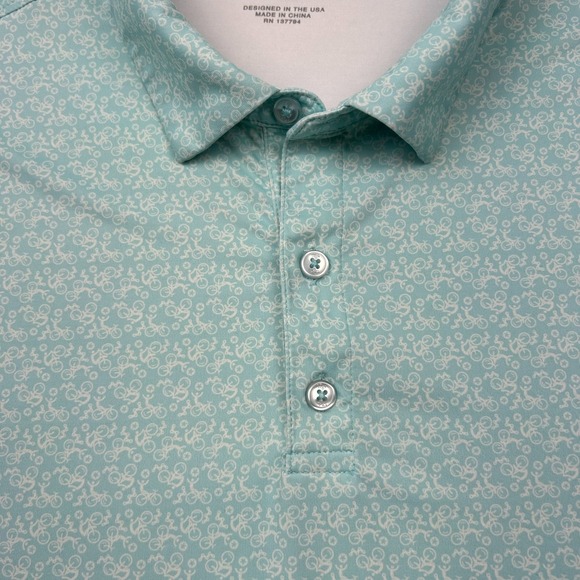 1764 Golf Polo Mens XL Teal Green Gear Up Cyclist All Over Print Short Sleeve - Picture 3 of 14